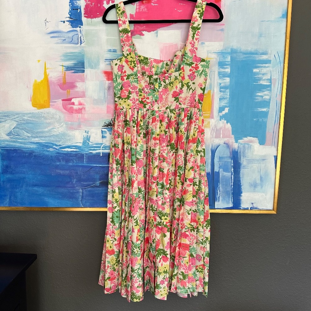 Tuckernuck Pink and Green Floral Pleated Sundress - Picture 4 of 5